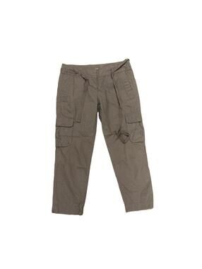 NWOT Ann Taylor LOFT Cargo Capri Pants Taupe Utility Cropped Tie Waist